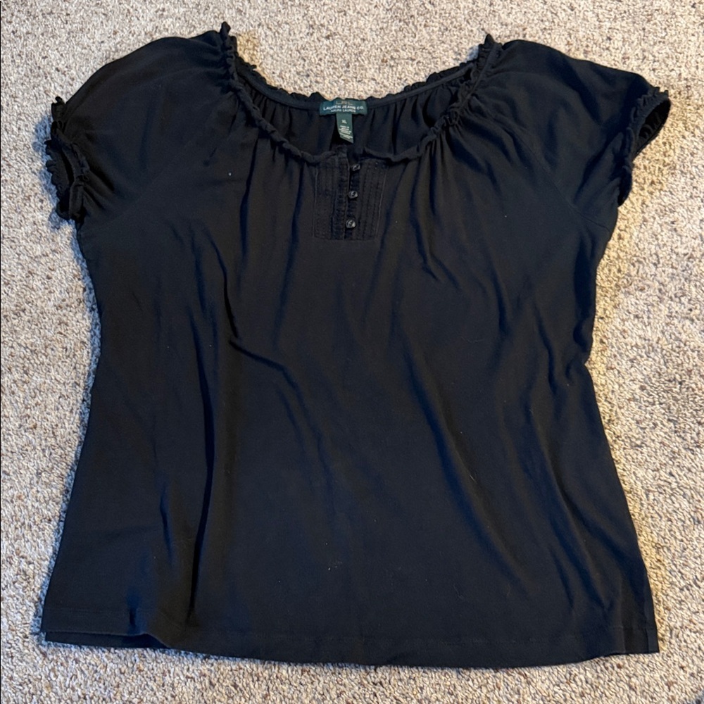 Ralph Lauren Black Short Sleeve Top 100% cotton size extra large